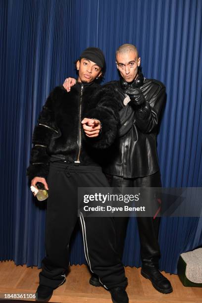 Gamboh and guest attend the HARDWARE LDN menswear Launch x RIOT at The Standard Hotel, London on December 14, 2023 in London, England.