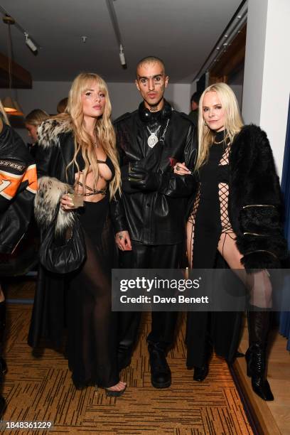 Lottie Moss, Gamboh and Jessica Horwell attend the HARDWARE LDN menswear Launch x RIOT at The Standard Hotel, London on December 14, 2023 in London,...