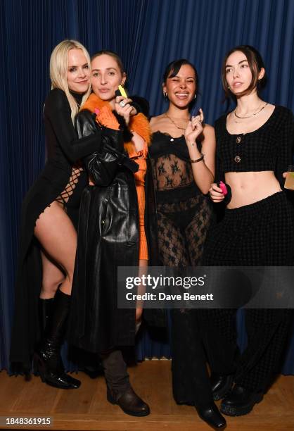 Jessica Horwell, Dylan Weller, Blithe Saxon and Aine Sweeney attend the HARDWARE LDN menswear Launch x RIOT at The Standard Hotel, London on December...