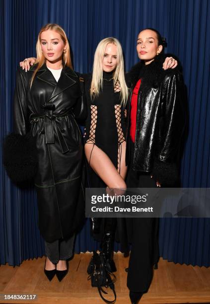 Jessica Horwell and Hannah Cross attend the HARDWARE LDN Menswear Launch x RIOT at The Standard Hotel, London on December 14, 2023 in London, England.