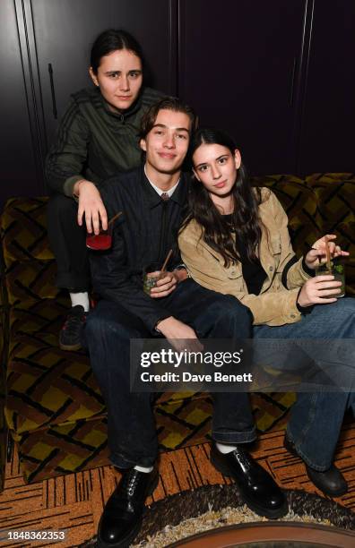 Violet Eliot, Jack Symonds and Ava Jones attend the HARDWARE LDN menswear Launch x RIOT at The Standard Hotel, London on December 14, 2023 in London,...