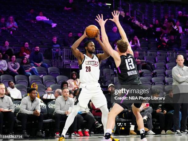 Maurice Harkless of the Rip City Remix handles the ball during the game against G League Ignite on December 14, 2023 at The Dollar Loan Center in Las...