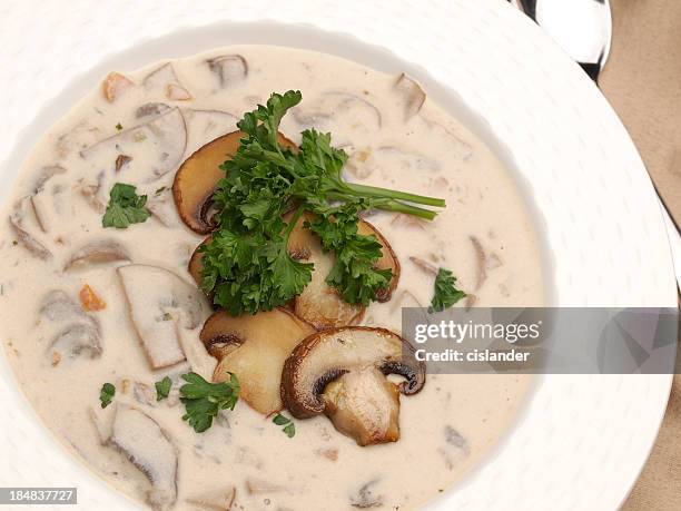 cream of mushroom soup - velouté stockfoto's en -beelden