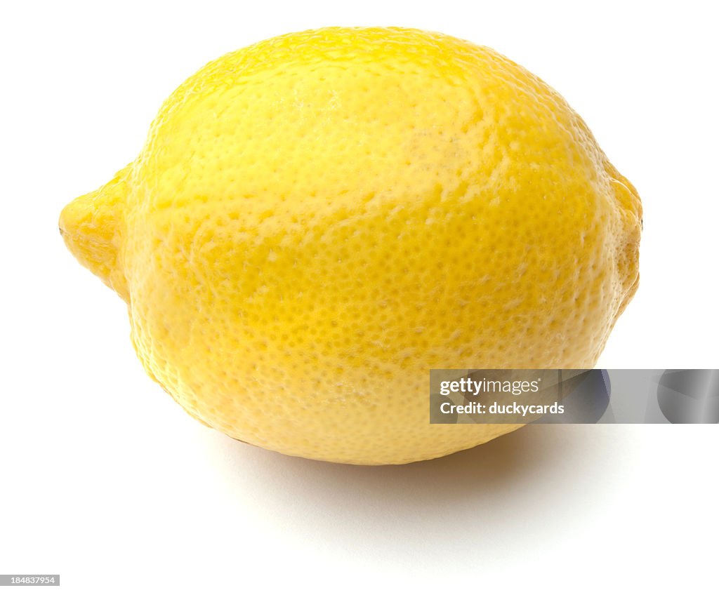 Whole Fresh Lemon Isolated on White Background