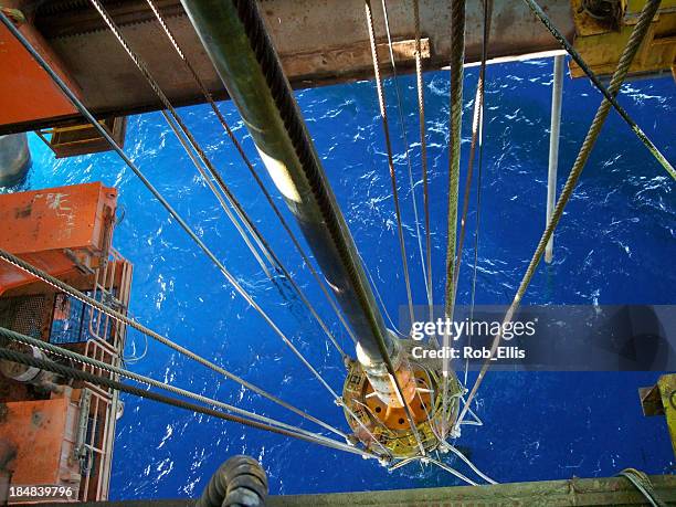 semisubmersible oil rig moon pool - gulf of mexico oil rig stock pictures, royalty-free photos & images