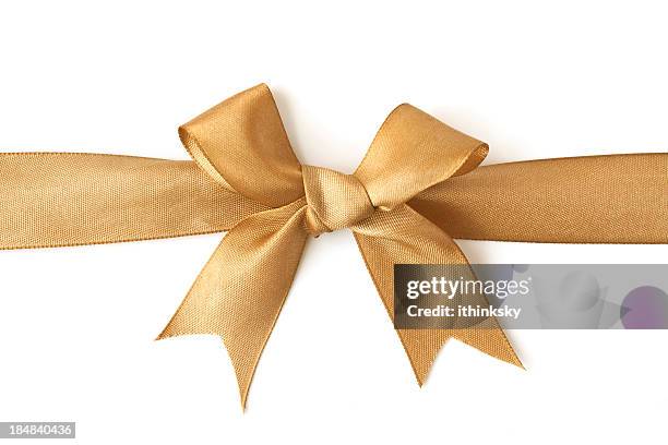 golden bow - christmas bauble isolated stock pictures, royalty-free photos & images