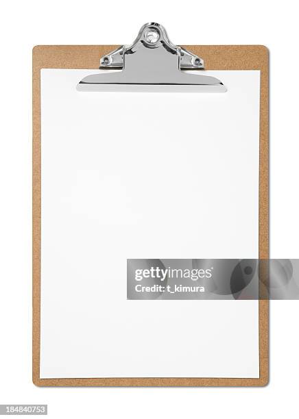 portapapeles en blanco - tablilla con sujetapapeles fotografías e imágenes de stock