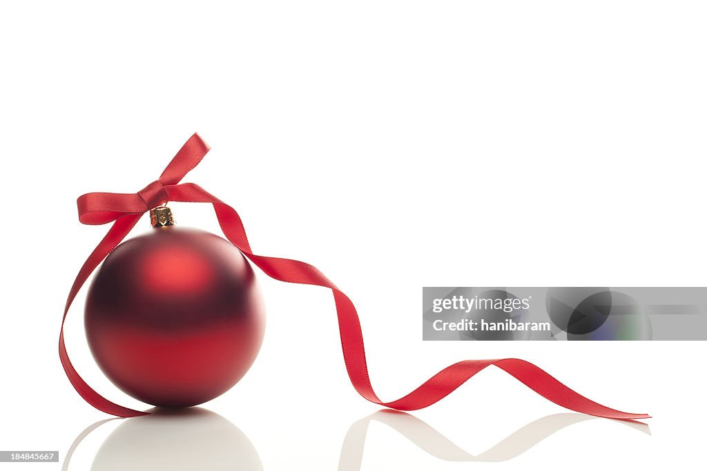 Christmas Ball & Red Ribbon