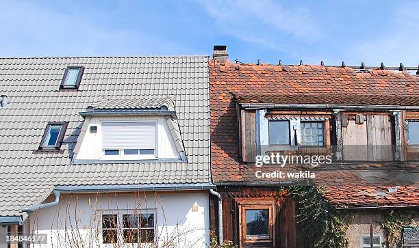 home improvement - modernization before after - building damage stockfoto's en -beelden