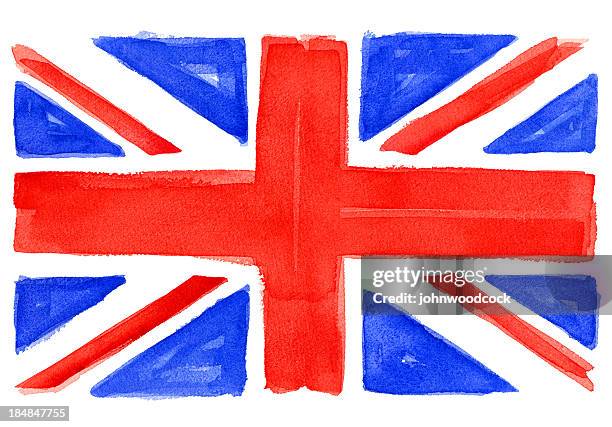 stockillustraties, clipart, cartoons en iconen met uk flag watercolor - english flag