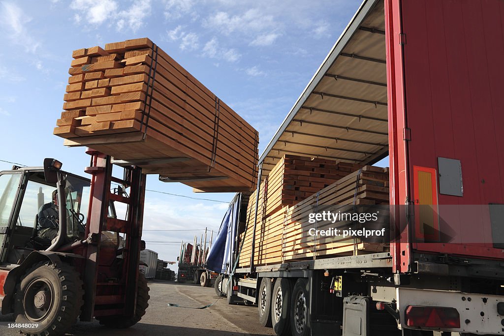 Forklift loading truck