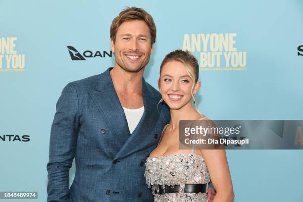 Glen Powell and Sydney Sweeney attend Columbia Pictures' "Anyone But You" New York Premiere at AMC Lincoln Square Theater on December 11, 2023 in New...