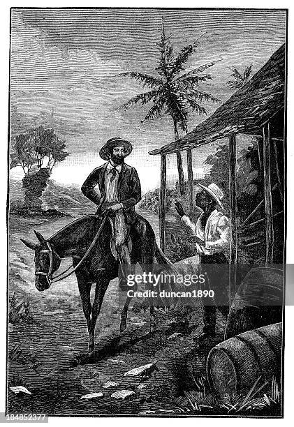 plantation owner and slave - slave holder stock illustrations