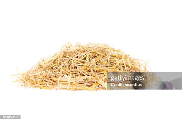 straw pile isolated on white - hay stock pictures, royalty-free photos & images