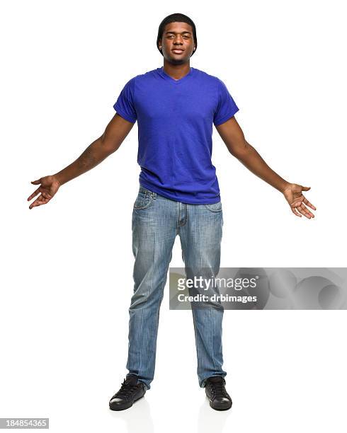 big tall young man with arms out - arms outstretched isolated stock pictures, royalty-free photos & images