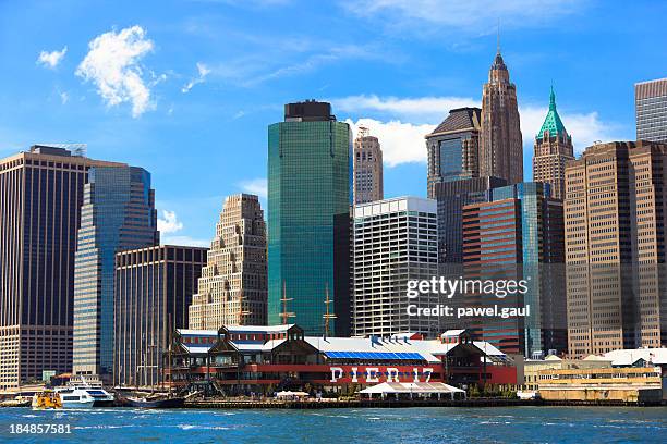 manhattan buildings - south street seaport stockfoto's en -beelden