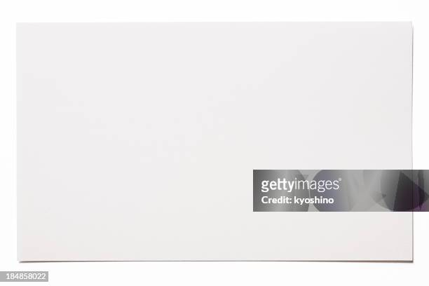 isolierte schuss von leere weiße karte auf weißem hintergrund - register stock-fotos und bilder