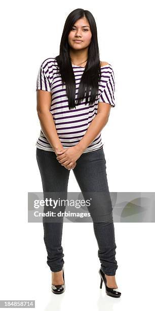 calm young woman standing portrait - teenager serious stock pictures, royalty-free photos & images