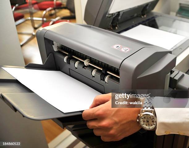 fax copier with copyspace on paper sheet - ream of paper stock pictures, royalty-free photos & images