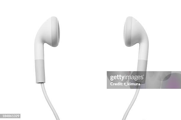 earbuds - headphones white background stock pictures, royalty-free photos & images