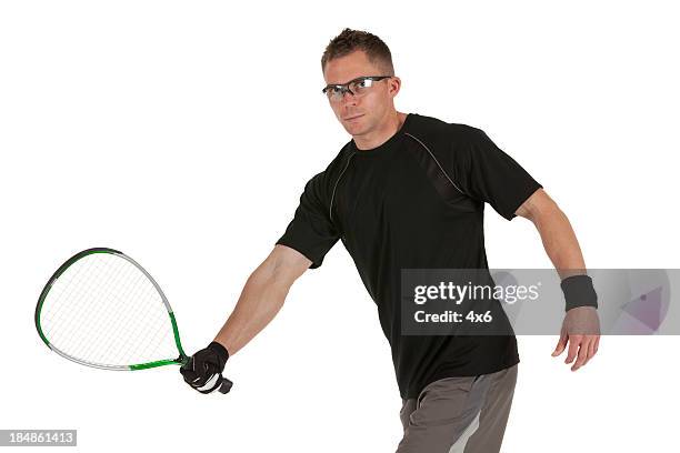 racquetball player in action - racketball stock pictures, royalty-free photos & images