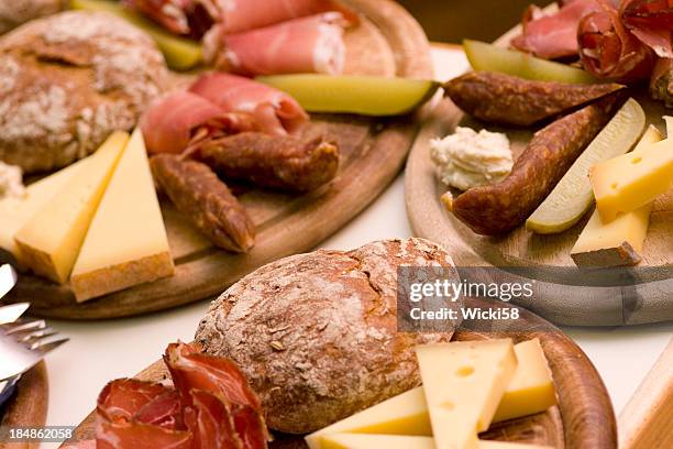 tyrolean feast - cheese spread stock pictures, royalty-free photos & images