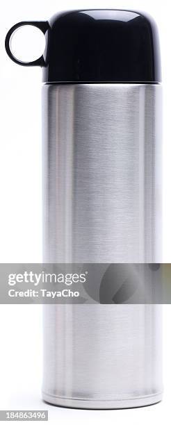 silver vacuum flask - drinks flask stock pictures, royalty-free photos & images