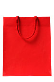 Isolated shot of blank red shopping bag on white background