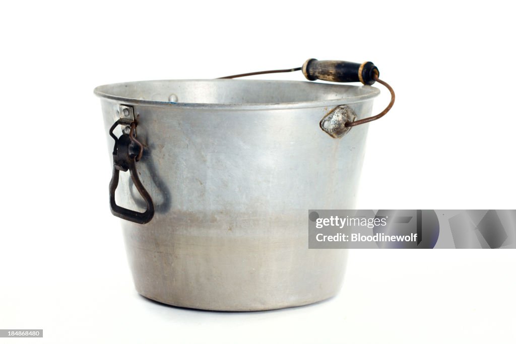 Metal Bucket With Wood Handle