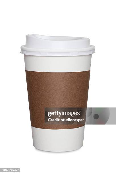 kaffeetasse isoliert - pappkaffeebecher stock-fotos und bilder