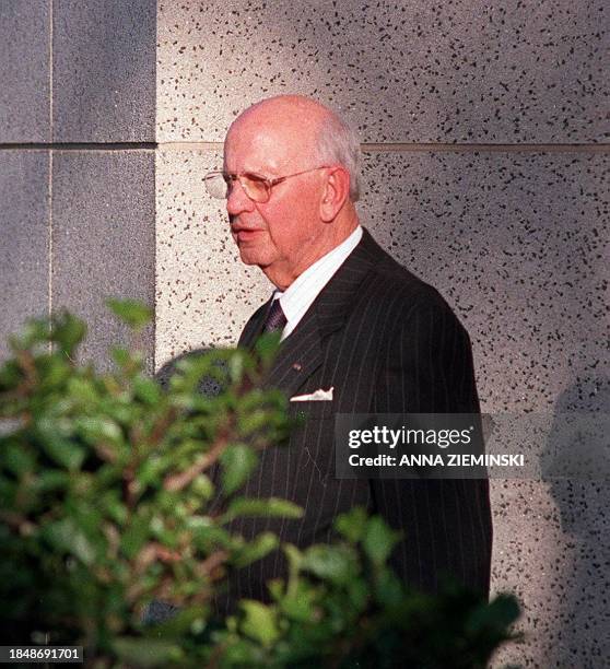 Former apartheid-era State President, P W Botha leaves the Magistrate's Court in George 01 June on the first day of the resumption of his trial....