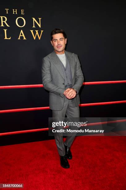 Zac Efron attends the Los Angeles Premiere Of A24's "The Iron Claw" at DGA Theater Complex on December 11, 2023 in Los Angeles, California.