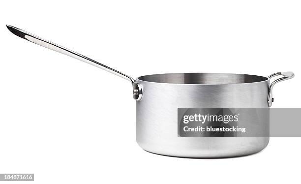 stainless steel saucepan - cooking utensil isolated stock pictures, royalty-free photos & images