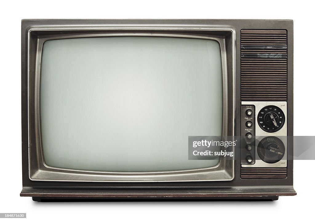 Vintage TV on white background