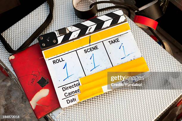 film slate - film clapperboard stock-fotos und bilder