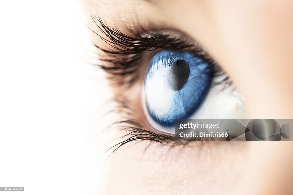 Close-up of blue eye with lashes