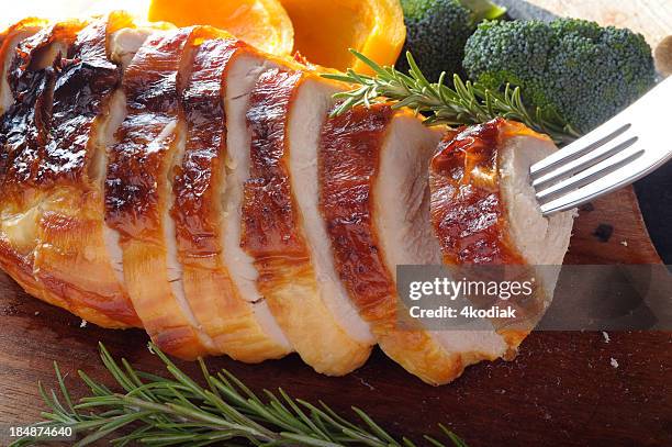 roasted turkey - turkey meat stock pictures, royalty-free photos & images