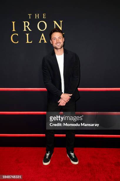 Dylan Efron attends the Los Angeles Premiere Of A24's "The Iron Claw" at DGA Theater Complex on December 11, 2023 in Los Angeles, California.