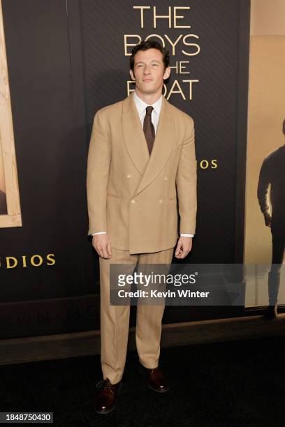 Callum Turner attends Amazon MGM Studios Los Angeles Premiere of "The Boys in the Boat" at Samuel Goldwyn Theater on December 11, 2023 in Beverly...