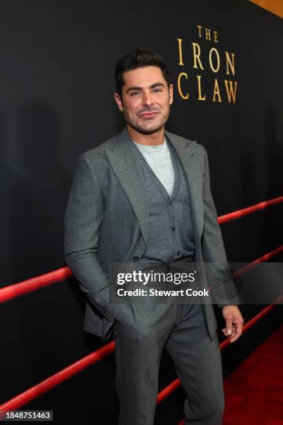 Zac Efron attends the Los Angeles Premiere of A24's "The Iron Claw" at Directors Guild Of America on December 11, 2023 in Los Angeles, California.