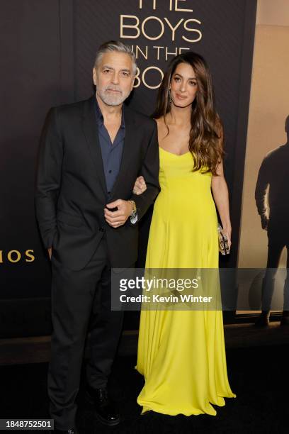 George Clooney and Amal Clooney attend Amazon MGM Studios Los Angeles Premiere of "The Boys in the Boat" at Samuel Goldwyn Theater on December 11,...