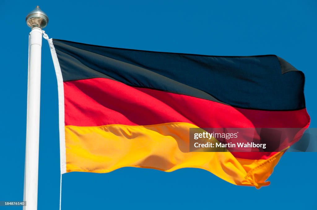 The national flag of Germany waving in the wind