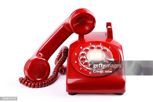teléfono rojo - telephone receiver fotografías e imágenes de stock