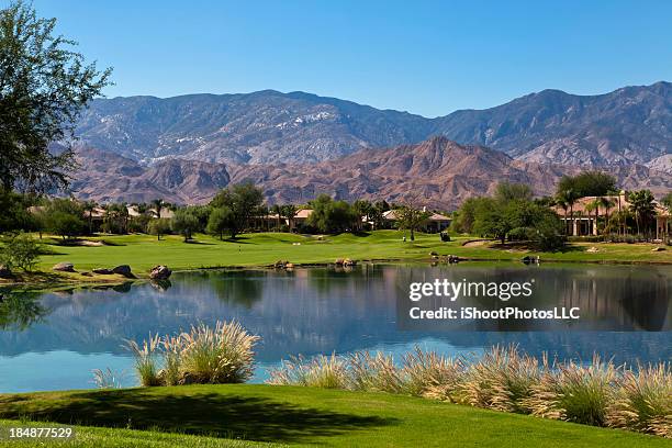 a beautiful landscape feel of a retirement community - palm springs california stock pictures, royalty-free photos & images