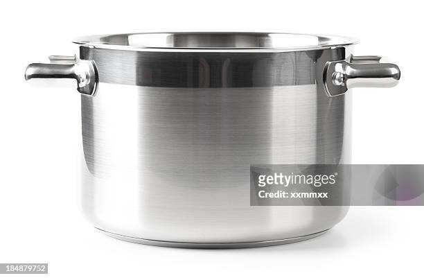 stainless steel pan - pot stockfoto's en -beelden