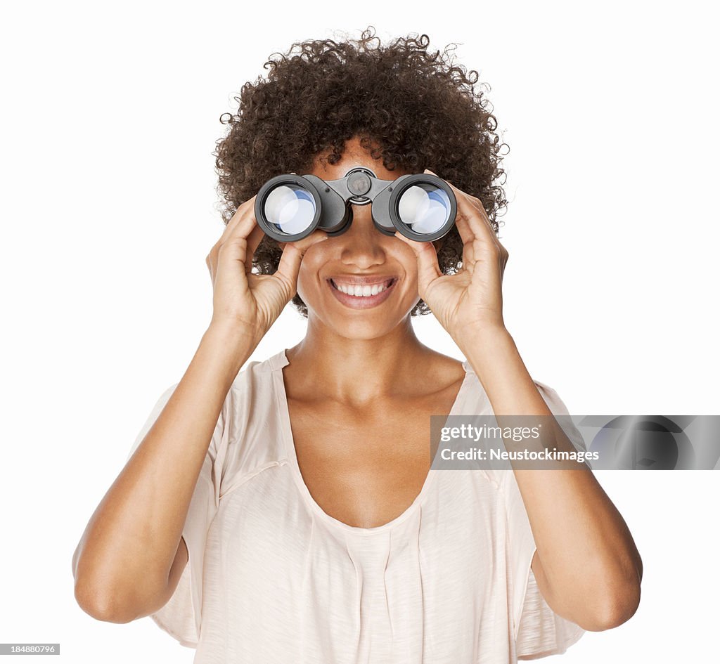 Young Woman With Binoculars