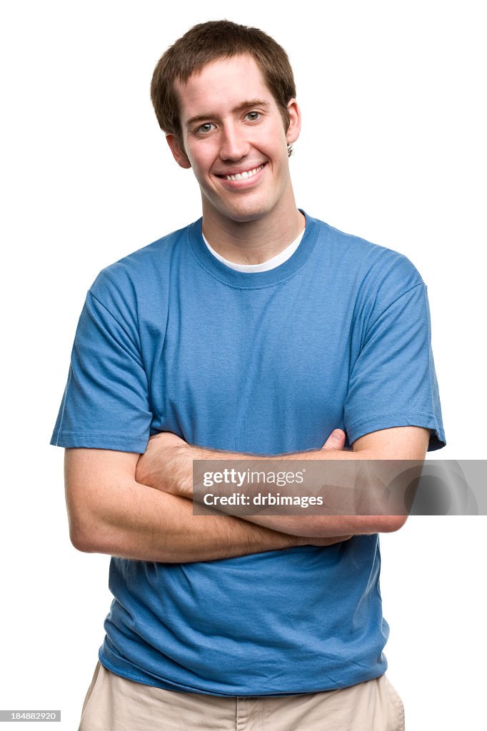 Confident Young Man Crosses Arms