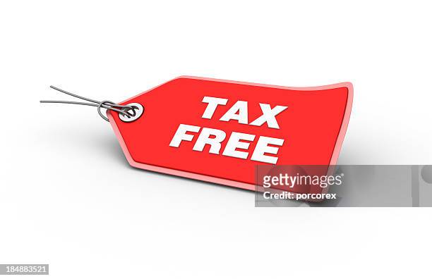 red tax free tag with shadowed background - tax free stock pictures, royalty-free photos & images