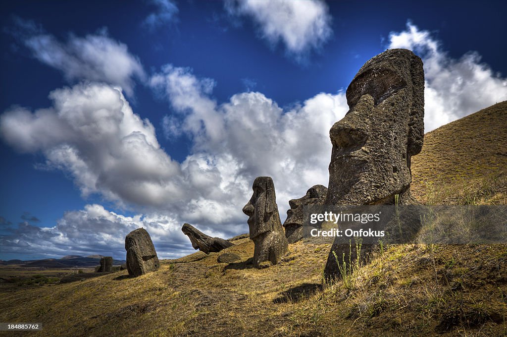 Moais at Rano Raraku Volcano