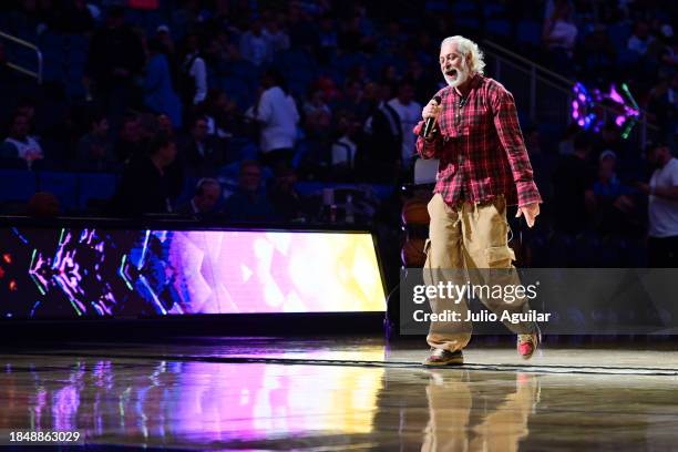 Matisyahu performs at Amway Center during half time of a game between the Orlando Magic and the Cleveland Cavaliers during Jewish Heritage night on...